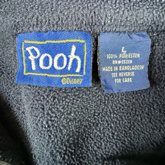 Disney Tigger Pooh Fleece Jacket Navy Blue Women’s L Half Zip Y2K Vintage - Picture 9 of 10